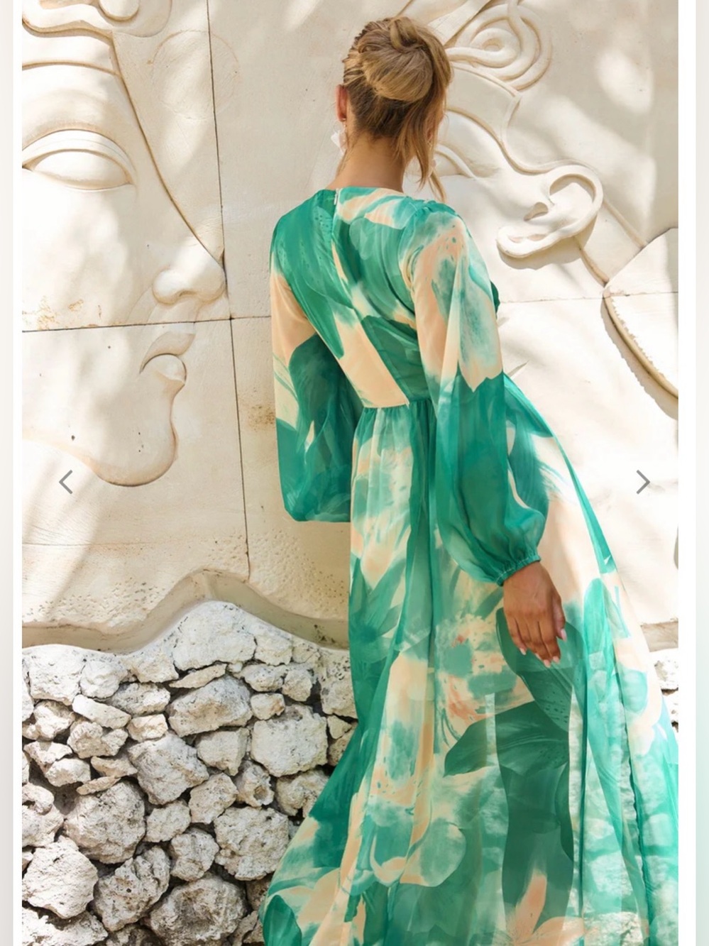 NWT Sage and Paige‎ Coastlines Green Maxi Dress Medium Resortwear Vacation Boho - Picture 2 of 8